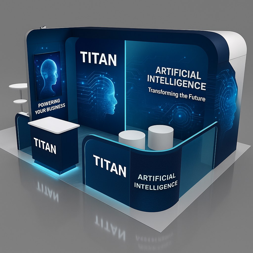 Island exhibit with wood panels